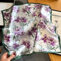 Fashion 100% Silk Satin Scarf Women Handkerchief Printed Bag Scarfs Female Square Head Bandana Small Neck Scarves For Ladies