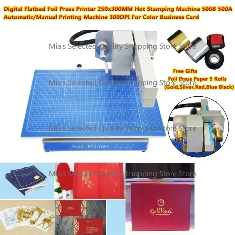 

500B 500A Automatic/Manual Heat Transfer Press Machine Digital Flatbed Foil Embossing Printer 2530 With 5 Rolls Paper Optional