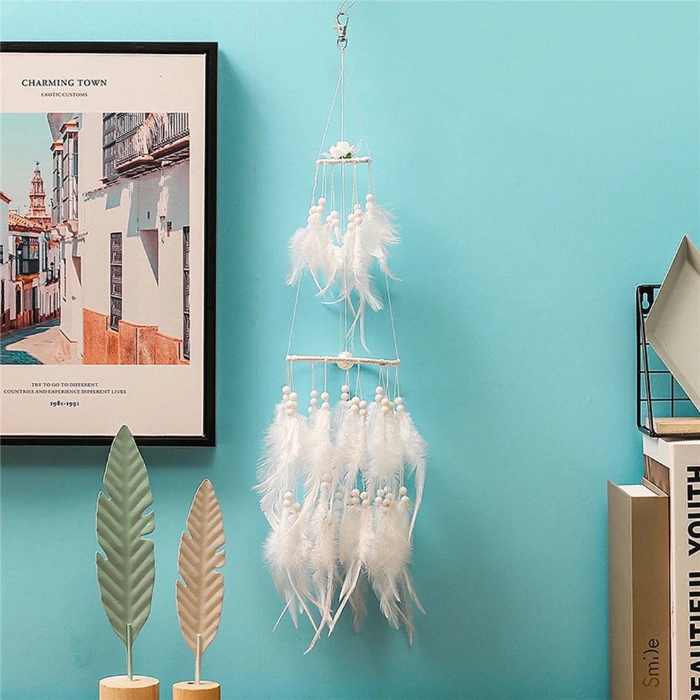 Handmade Feather Dream Catcher Chimes Home Decor Wall Pendant Craft Dreamcatcher Ornament Lucky Hanging Bedroom Wind Decoration