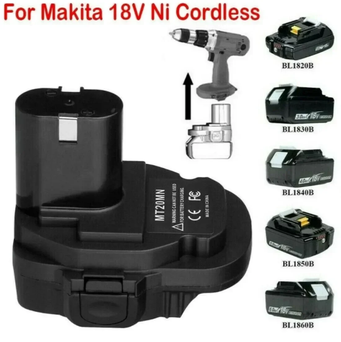 Converter Battery Adapter for Makita 18V Lithium-Ion Battery BL1830B BL1850 Convert to for Makita 18V Ni-Cd/Ni-Mh Battery tools