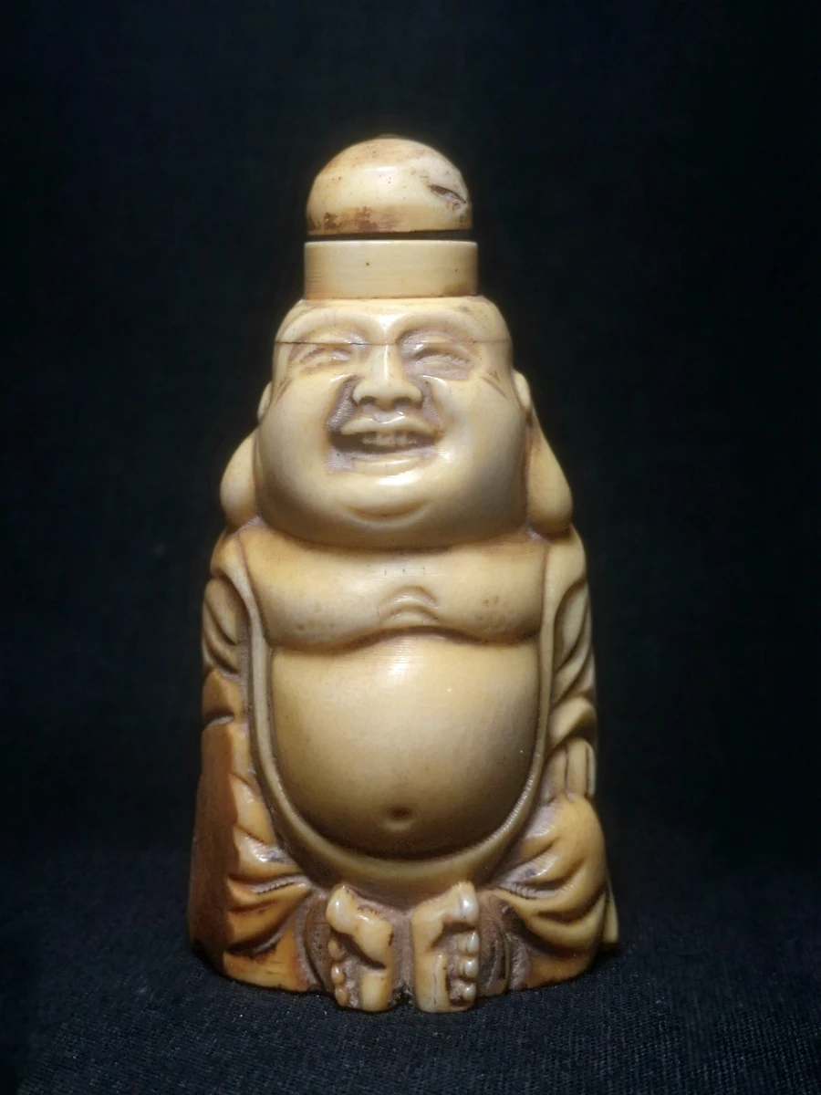 CULTUER ART Collection Ornaments Asian China Old Hand Carved Maitreya Buddha Snuff Bottles Family Decoration gift