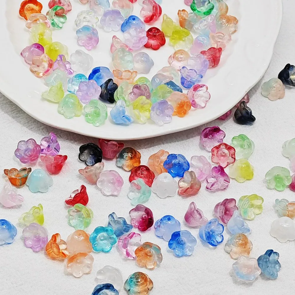 50 unids/set 7X12mm colorido Bellflower Lampwork cuentas de vidrio flor Bellflower cuentas de vidrio accesorios coloridos