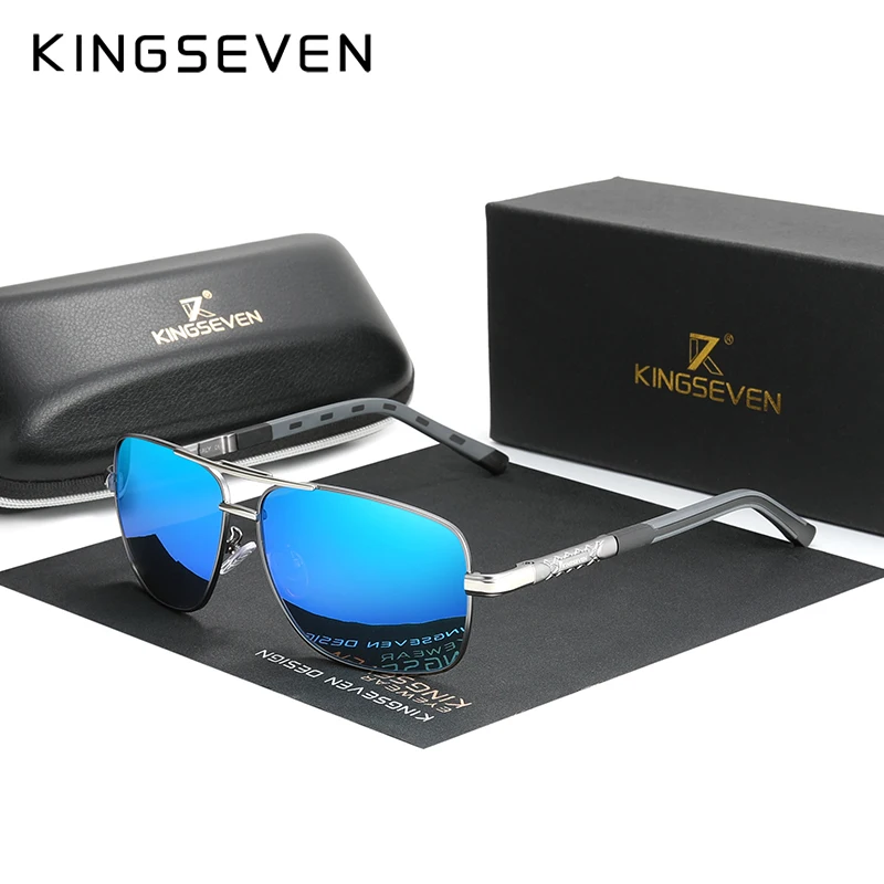 KINGSEVEN Aluminium Marke Polarisierte Sonnenbrille Männer Frauen Mode Rahmen Männlichen Spiegel Sonnenbrille Für Fahren Rot Design Tempel 6