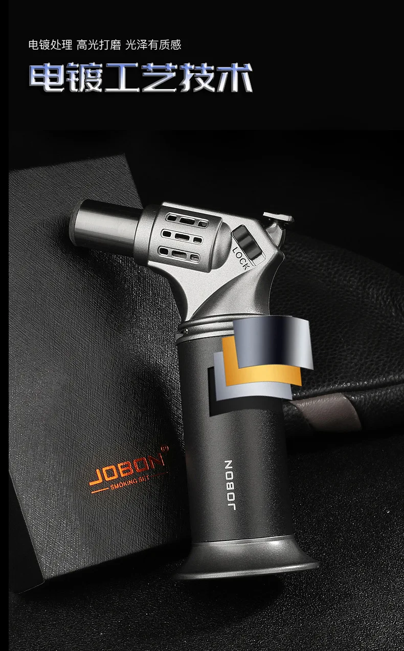 Jobon New Desktop Lighter Direct Jet Inflatable High Temperature Torch Powerful Firepower Cigar Accessory