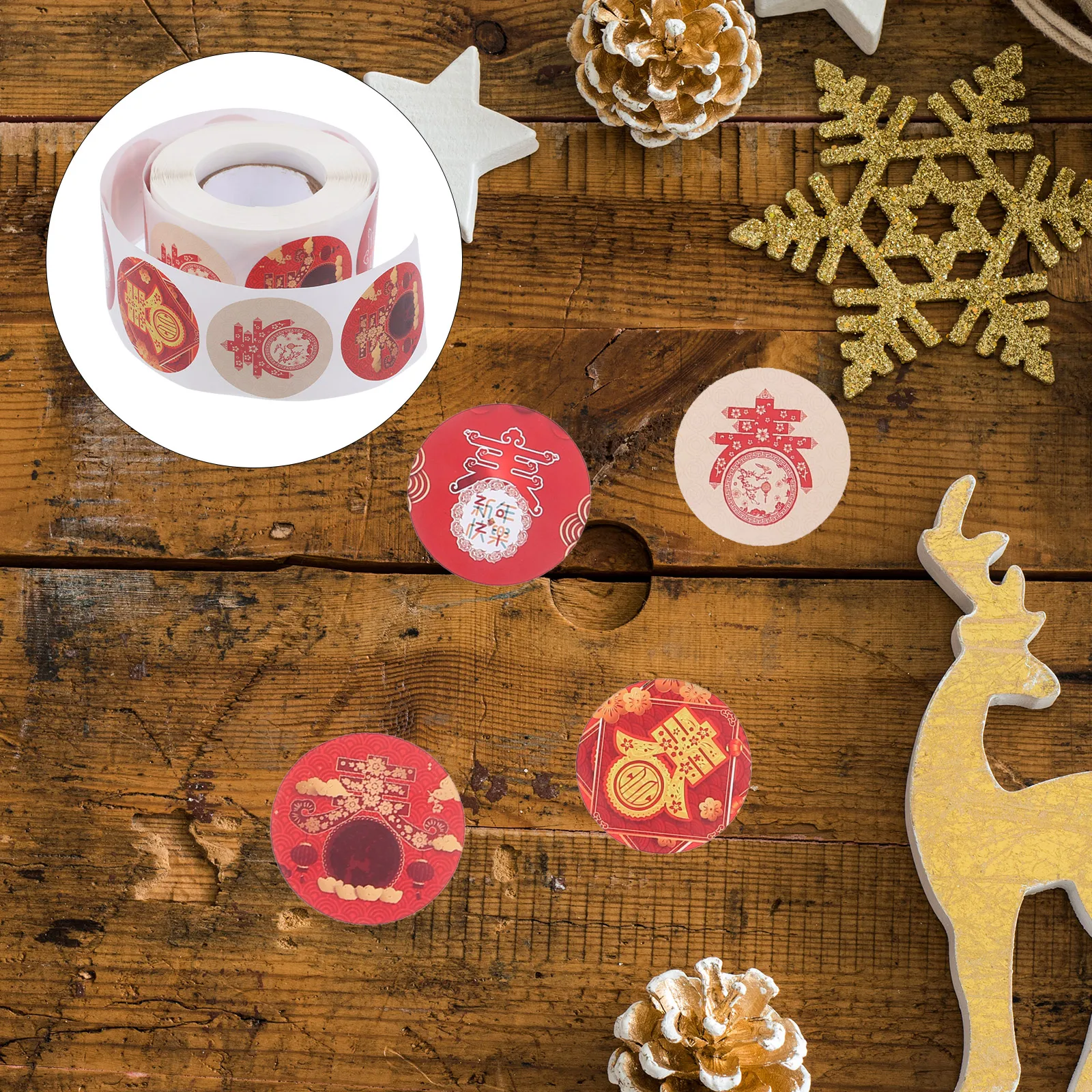 

2021 New Year Ox Year Decorative Stickers Premium Adhesive Labels for Glass Doors Gift Wrapping Scrapbooking
