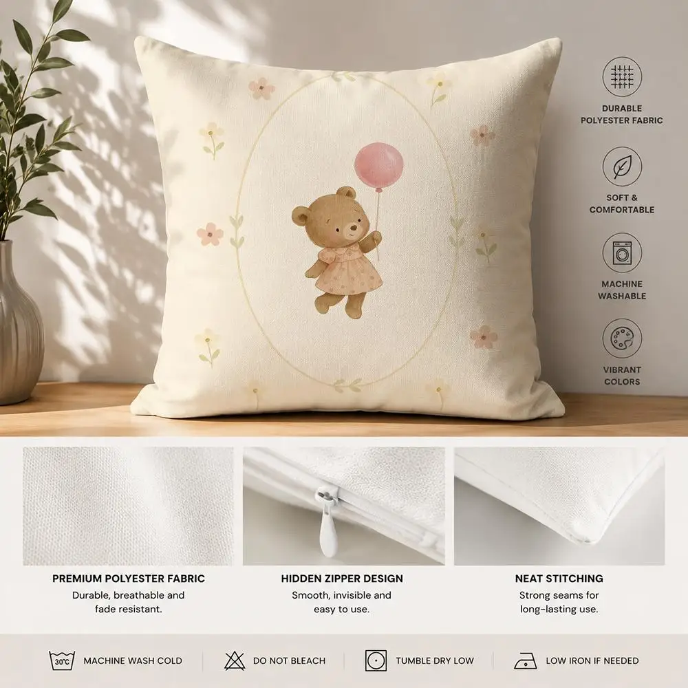 Cute duck and balloon Cushion Cover Square Decorative Sofa Cushion Cover Bedroom Living Room Home Decor Halloween Gift