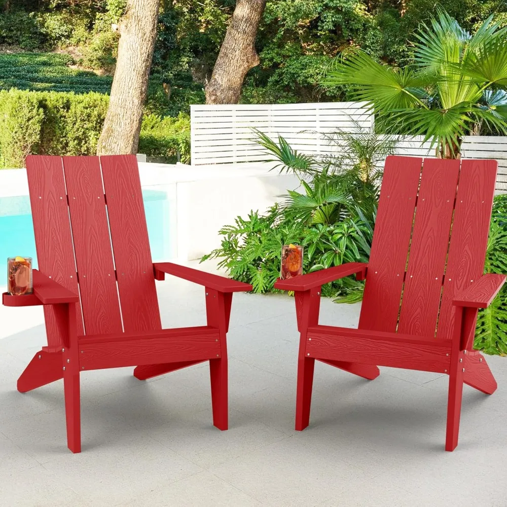 

Adirondack Chair Set of 2: Modern Adirondack Chairs Fire Pit Chairs Plastic Outdoor Chairs for Lawn Backyard Deck Garden Campin