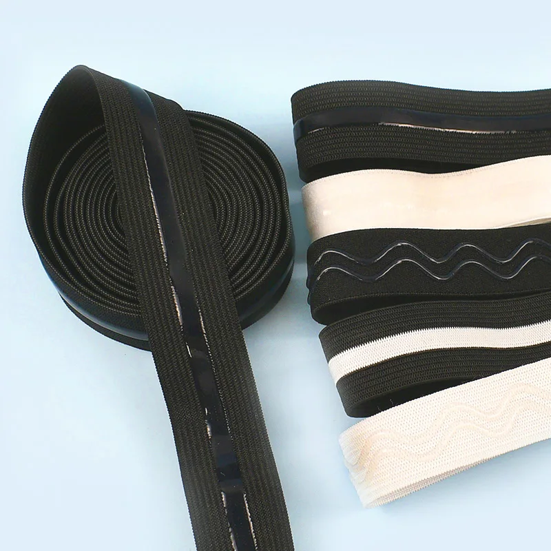

2-20M Non-slip Elastic Bands Silicone Striped Elasticity Band Bra Shoulder Strap Sportswear Stretch Tape DIY Sewing Accessories