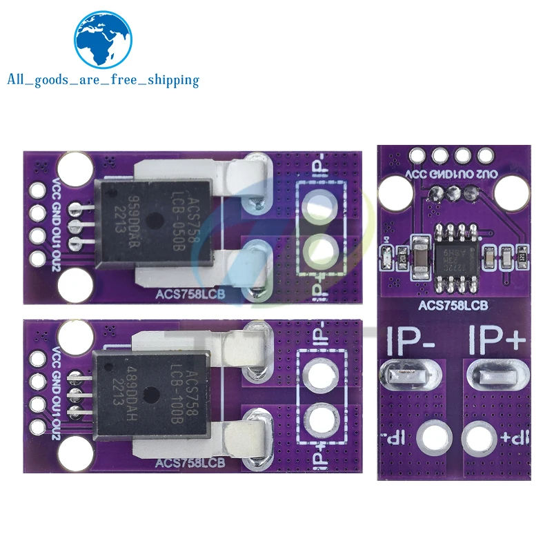 50A 100A Hall Current Sensor Module Linear Analog AC DC 3.3V-5V ACS758 ACS758LCB-050B 100B-PFF-T For Arduino RC Model Connector