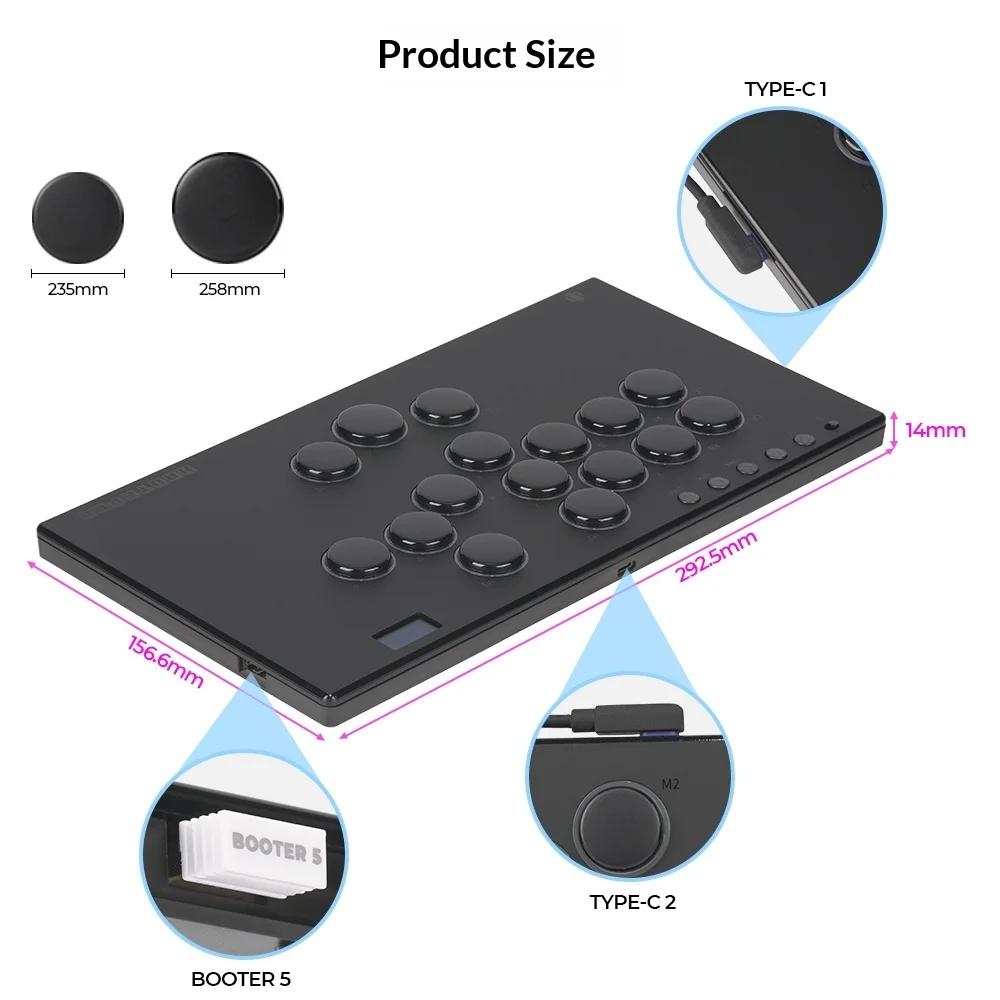 Hitbox Haute42 E-Series E-16 Keyboard Fighting Layout Kiri Kompatibel Multi-Platform Raspberry Pi Untuk Game Fighting