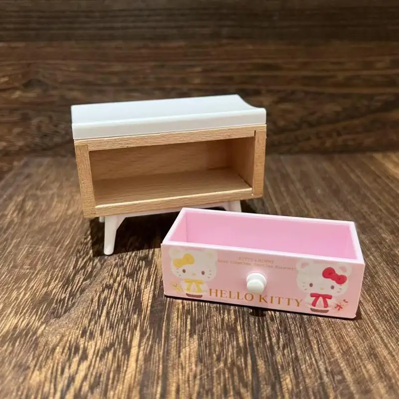 Casa de bonecas em miniatura quarto rosa kt mesa de cabeceira gaveta armário móveis decoração acessórios brinquedos