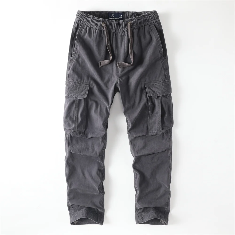 

American Retro Style Men's Autumn Casual Pants Multi-Pockets Cargo Pants Outdoor Hiking Pants Loose Fashion Trousers