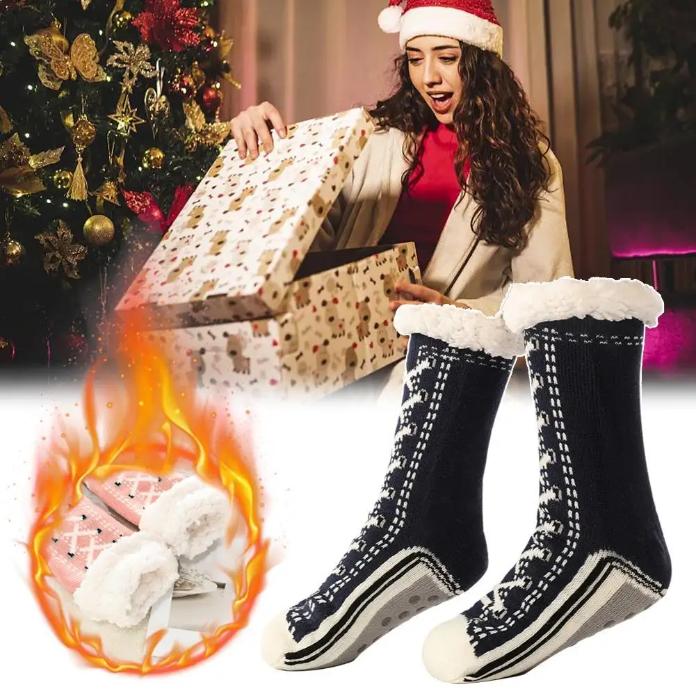 Calcetín esponjoso y peludo para mujer, pantuflas térmicas de invierno de felpa muy cálidas, antideslizantes, para dormir en casa, suaves, de alta calidad