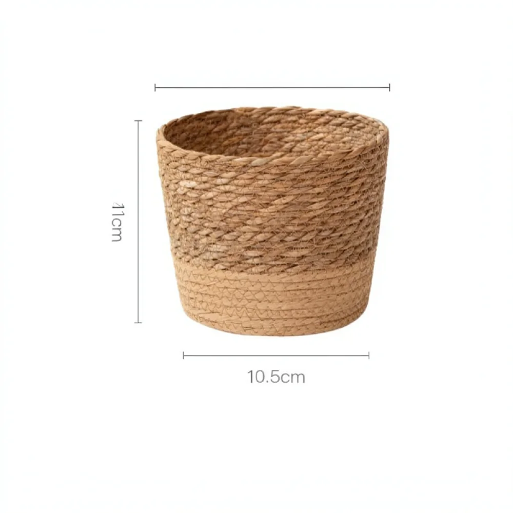 Handwoven Straw Flower Pot Nordic Seagrass Storage Basket Decorative Plant Container Rustic Desktop Organizer Home Decor
