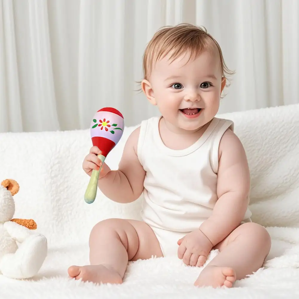 ของเล่นเครื่องดนตรีไม้มารากาส์ ของเล่นการ์ตูนหลากสีสัน ของเล่นเด็กทารก ค้อนมารากาส์ เล่นฝึกการฟัง เสียงกรุ๊งกริ๊งสำหรับเด็กแรกเกิด B7W3