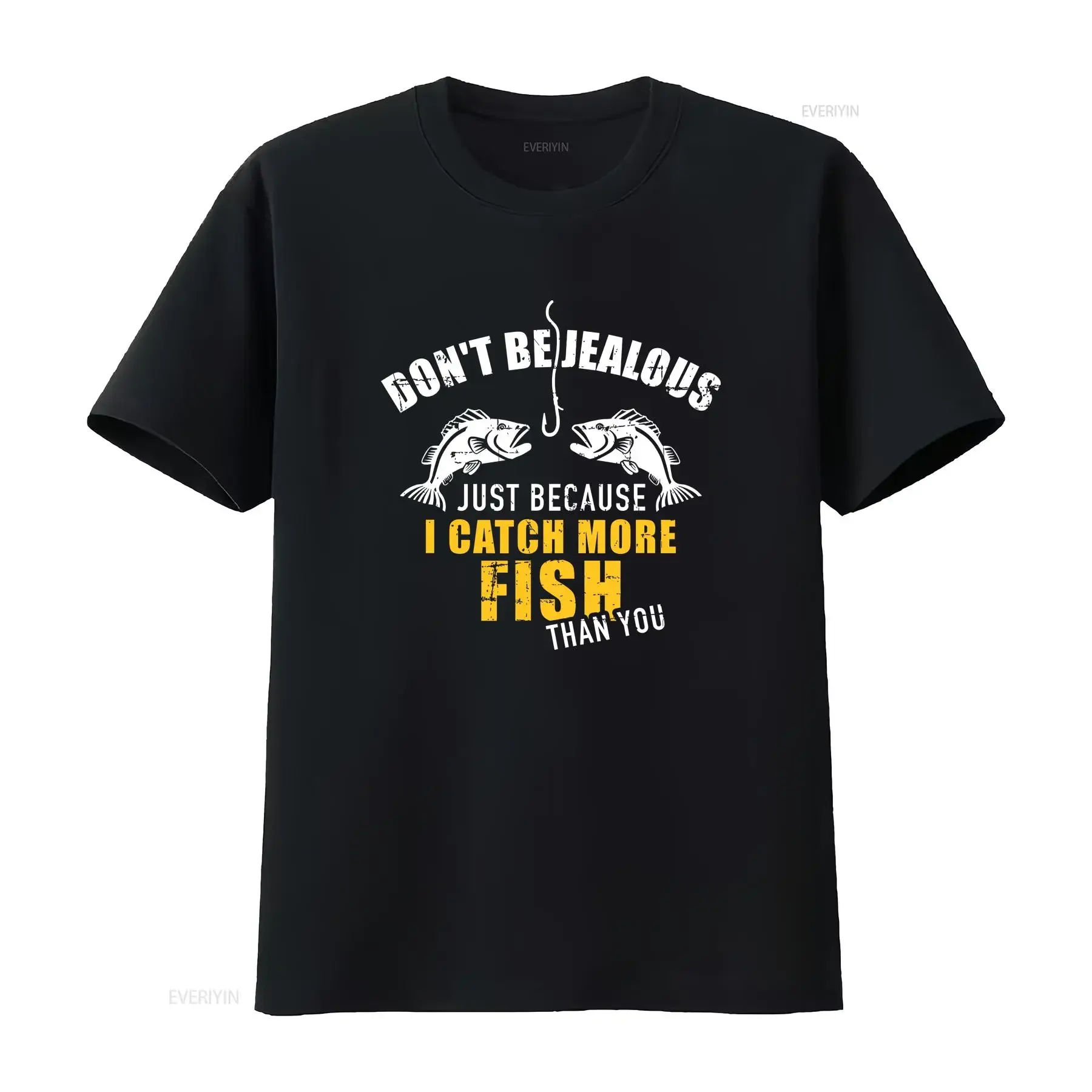 NEW Fishing Don't be jealous just because I catch more fish you T Shirt S 3XL vintage Washed Soft Casual fashion Breathable