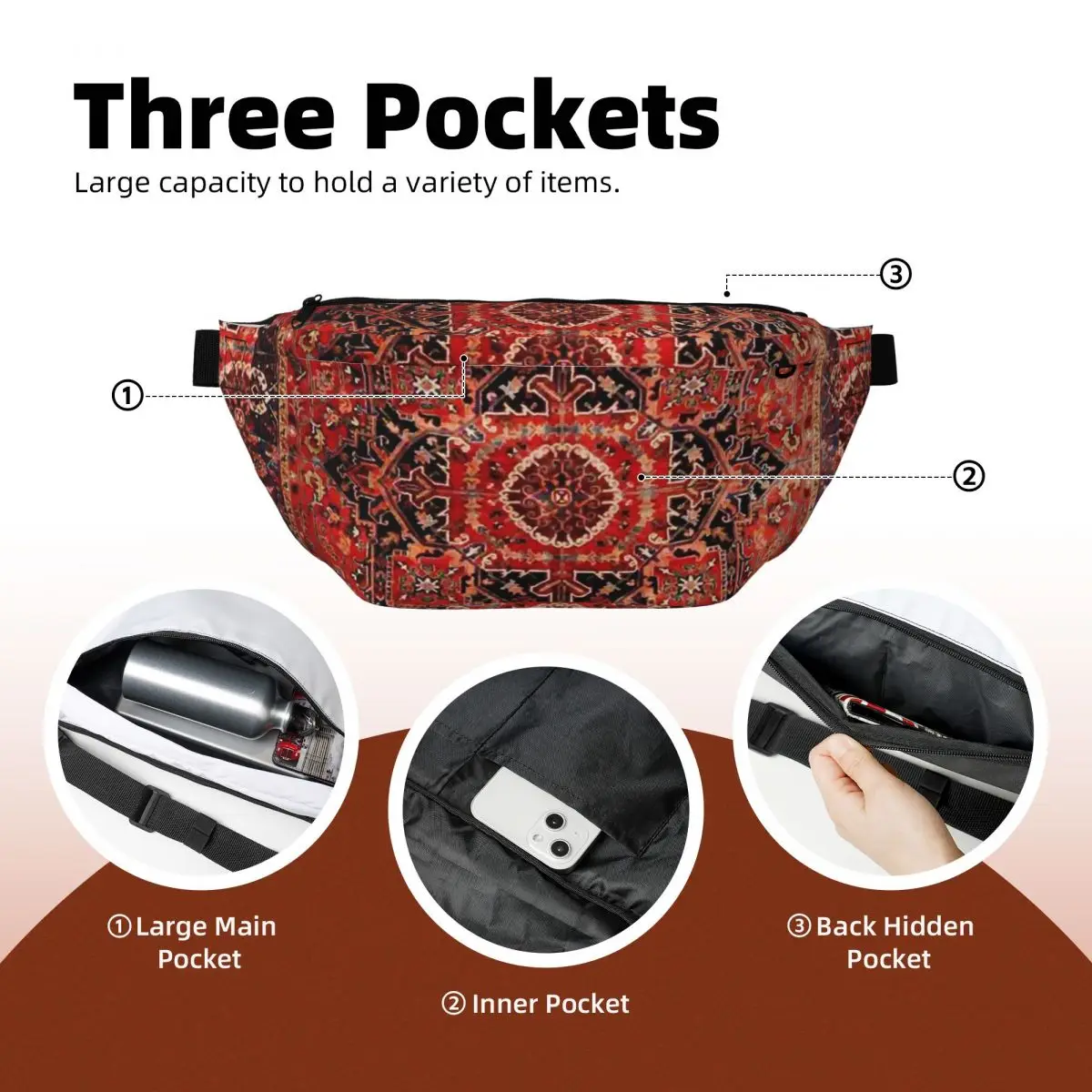 Crossbody-Gürteltasche Heriz Antik Vintage - usage example