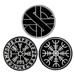 Parches de insignias de runas vikingas bordadas para ropa, Parche de decoración de ropa Punk DIY, insignias de Velcro para ropa