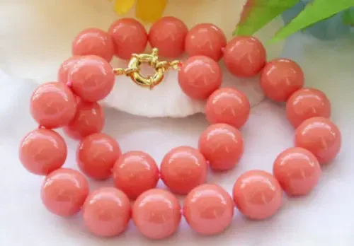 

New Genuine 8mm South Sea Coral Round Beads Necklace 18'' AAA Noble style Natural Fine jewe REAL