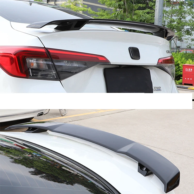 Car Accessories For Honda Civic Sedan 2022 2023 ABS black white carbon fibre Rear Door Tail Trunk Spoiler Wing Lip Seagull style