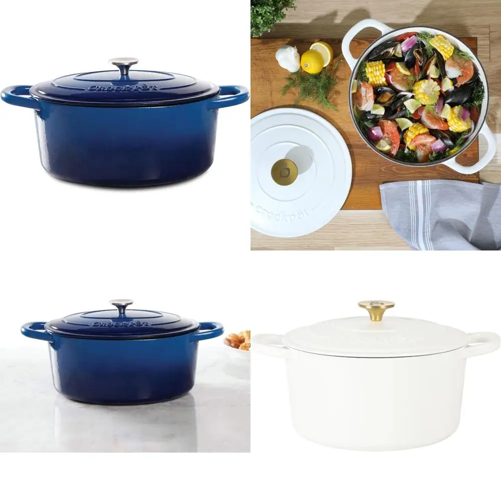 

Artisan Crafted 7-Quart Sapphire Blue Enameled Cast Iron Oval Dutch Oven