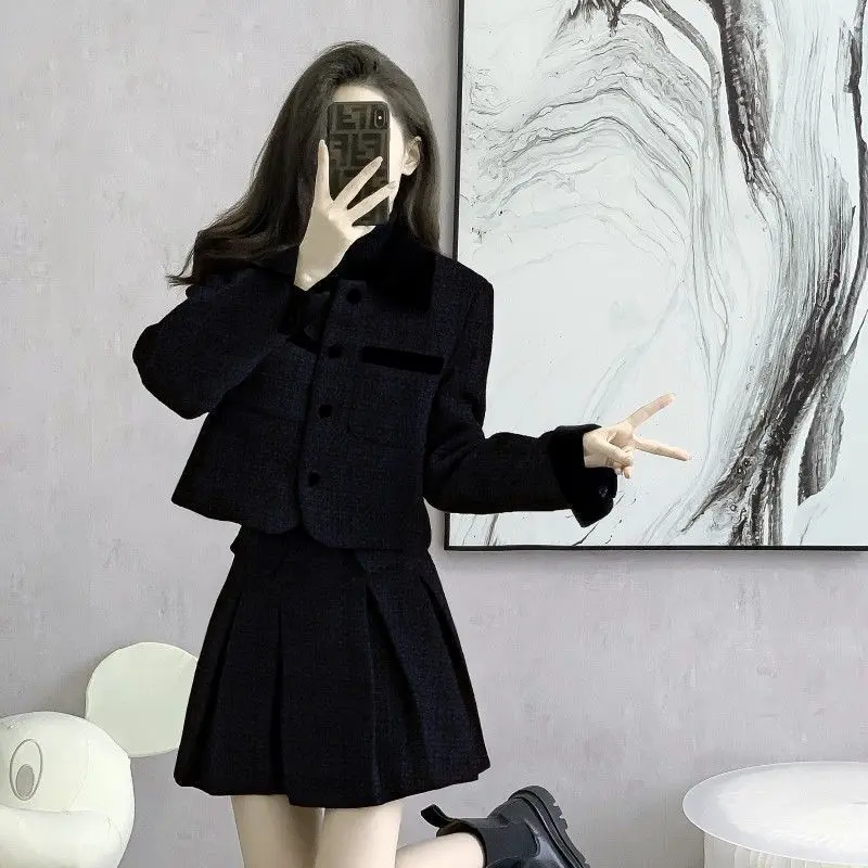 Fashion Women's Set Spring and Autumn Korean Version Short Jacket+high-end Pleated Skirt Elegant Women's Two-piece Set