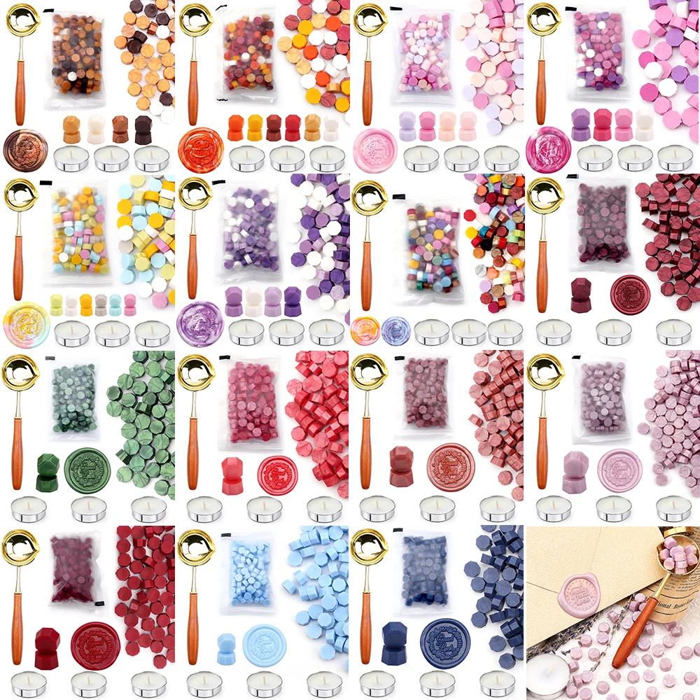 Gift Box Wrap Set - Vintage Wax Sealing Box Set Beads/Spoon/Candles