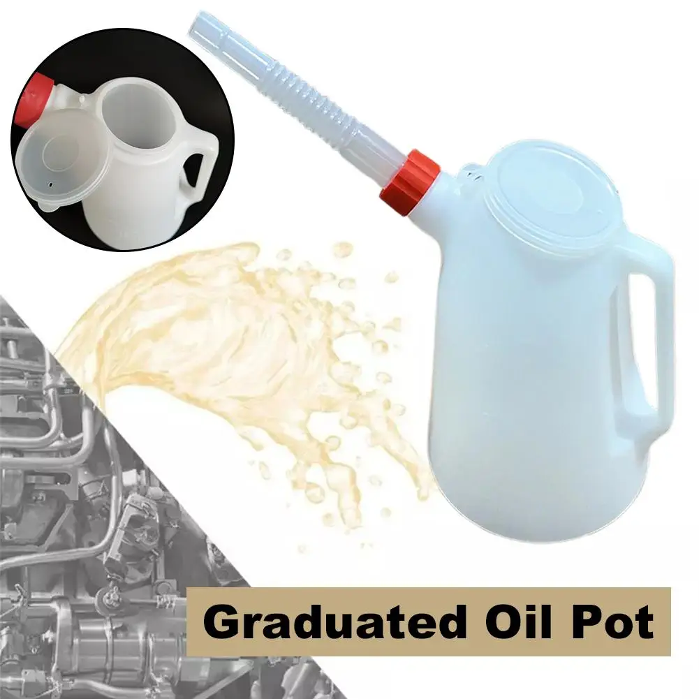 Oil Measuring Jug Petrol Can Fuel Tank With Pouring Flexible For Automotive Garage Oil Measuring Container 1.2L-5L O7N3