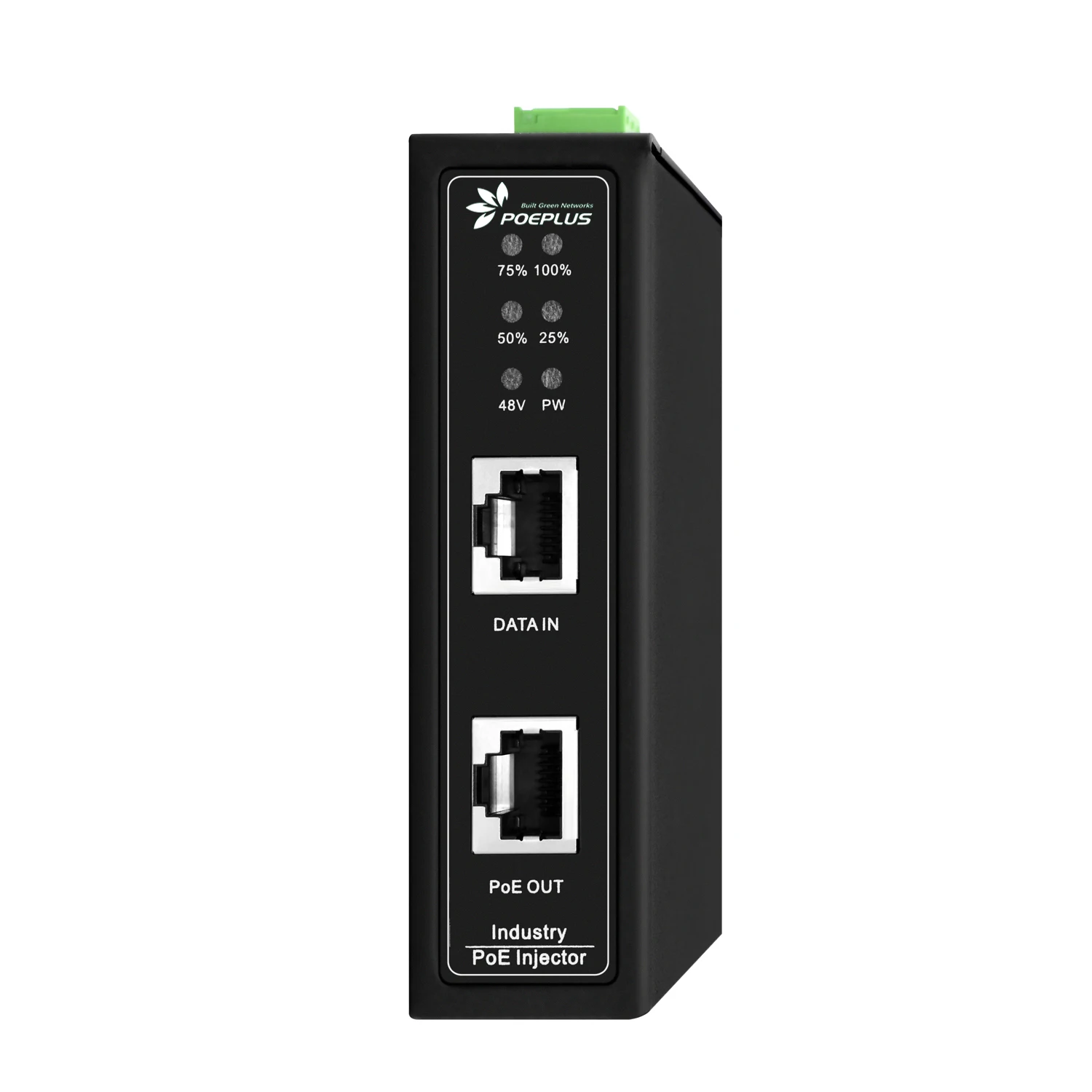 12V/24V/48V DC Input 30w Industrial POE Injector DIN Rail Installation Connect Battery