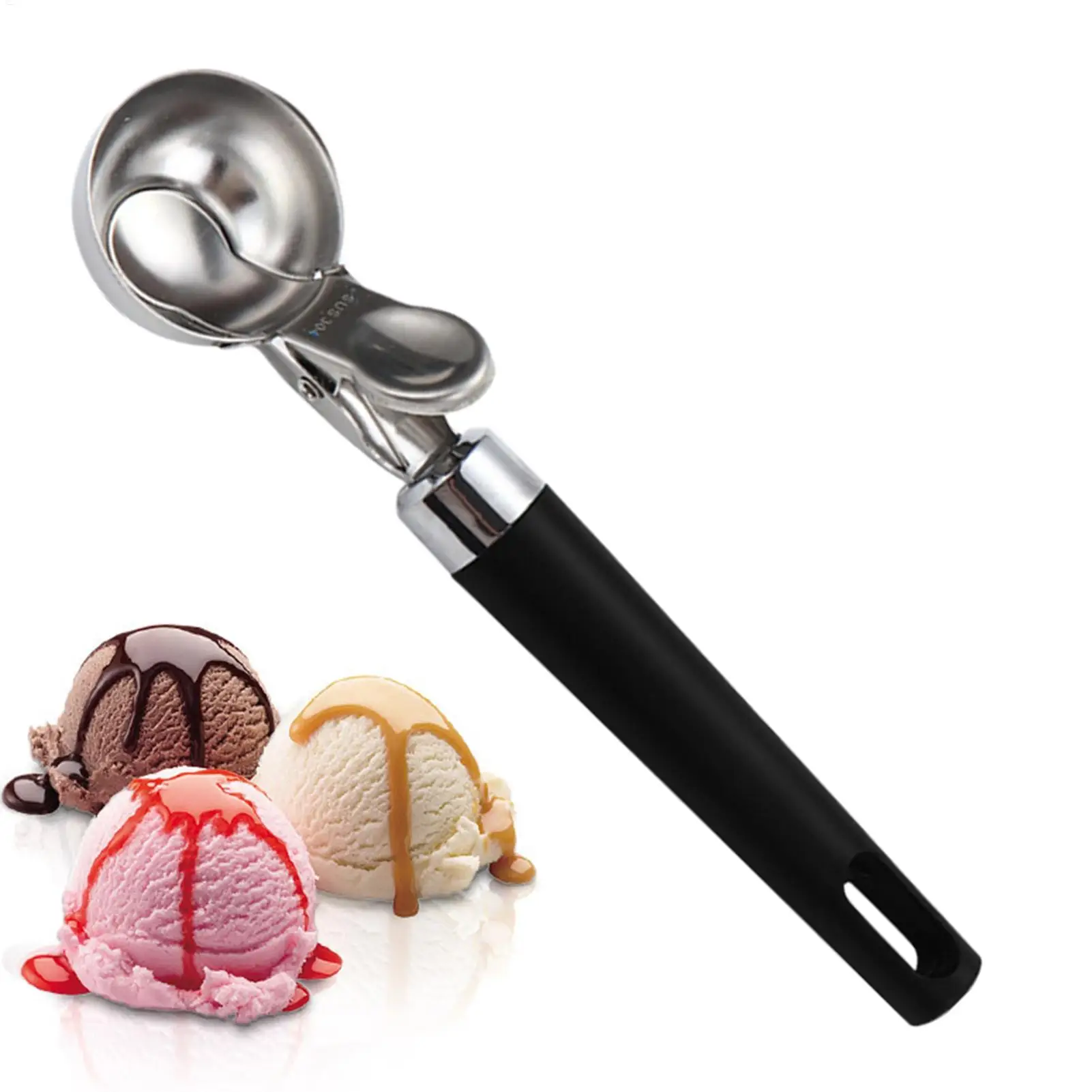 

Stainless Steel Ice Cream Scooper Multifunctional Pressable Fruit Spoon Ice Cream Ball Spoon Desserts Meatballs Kitchen Tool