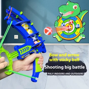 만화 어린이 스포츠 장난감, 활 화살 슈팅 공룡, 끈끈한 타겟 탄성 활, 공 던지기, 실내 야외 장난감