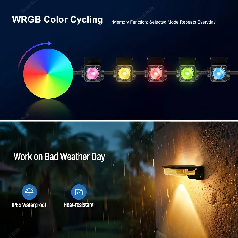 ضوء الفناء الخارجي، ضوء خارجي دائم RGB IC متعدد الألوان، ضوء سياج ذكي IP67 مع التحكم عن بعد في التطبيقات، ضوء عيد الميلاد #2