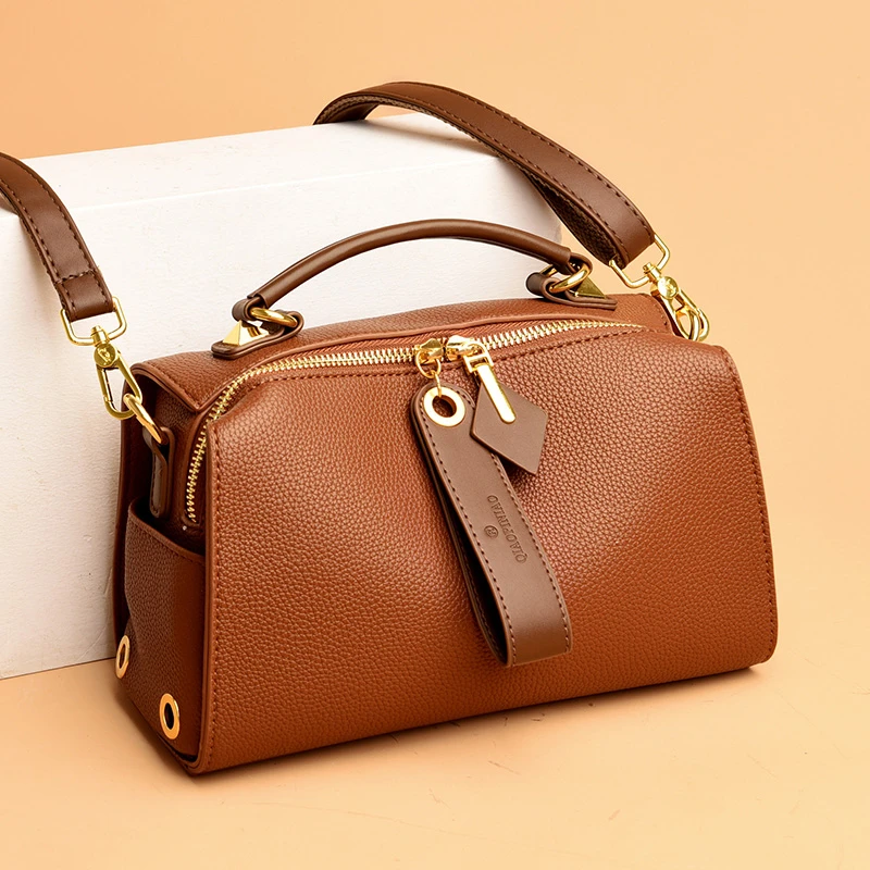 

New Large Capaci Boston Pillow aped Leather Handbag Women's Crossbody High Quali Satchel Commuter Single oulder Bag