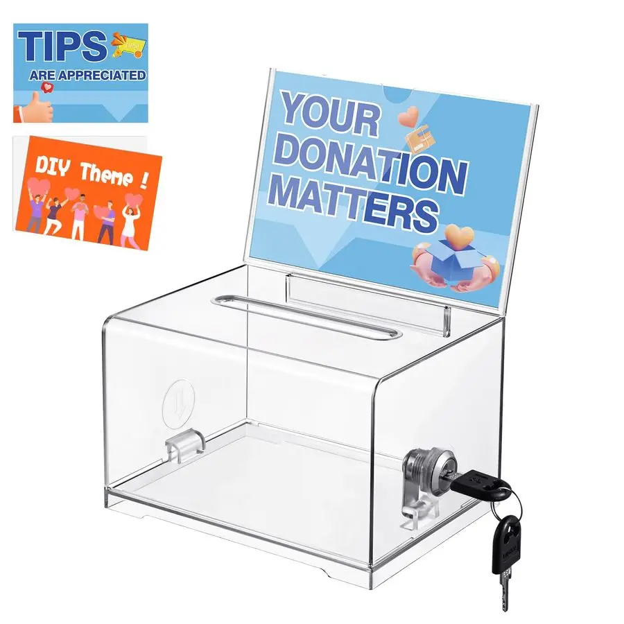 صندوق تجميع بطاقات العمل مع قفل مدمج، لون شفاف، 12 عبوة #3