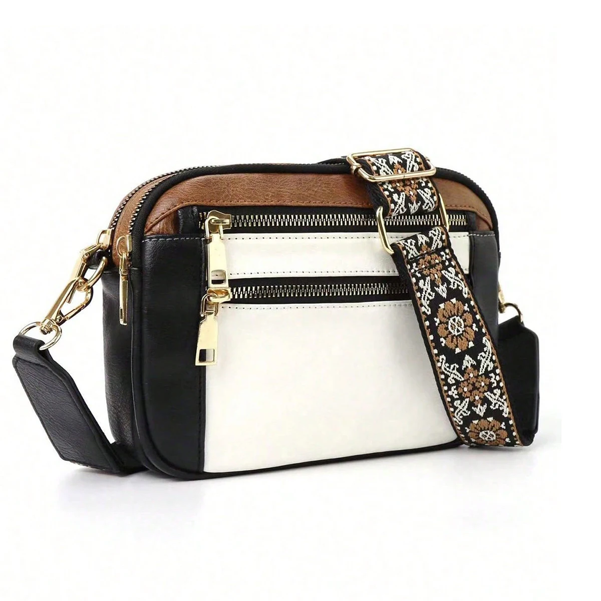 Retro-Mode, klassisches Design, multifunktionale Damenhandtasche, Umhängetasche mit Reißverschluss und Schulterriemen, kleine quadratische Tasche, geeignet für das Büro. – Detail 2