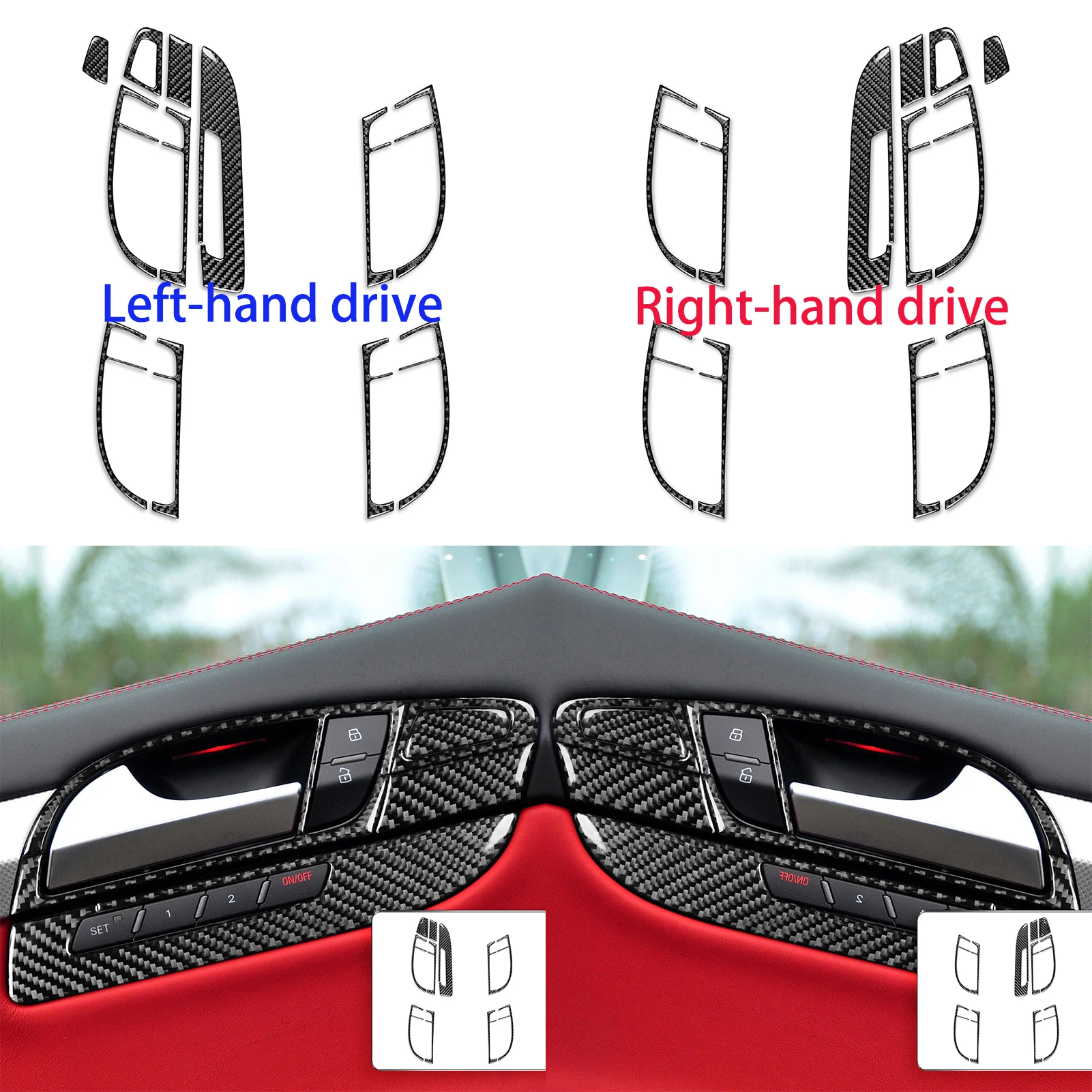

Для Audi Q7 2007-2015 ремонт углеродное волокно внутренняя дверная ручка панель отделка дерева аксессуары наклейка