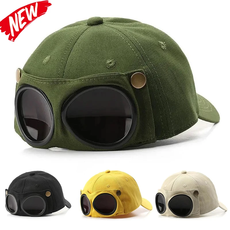 New Fashion Pilot Glasses Baseball Hat Hip Hop Cap Men Women Adjustable Baseball Caps Outdoor Sun Hat Unisex Snapback Hats