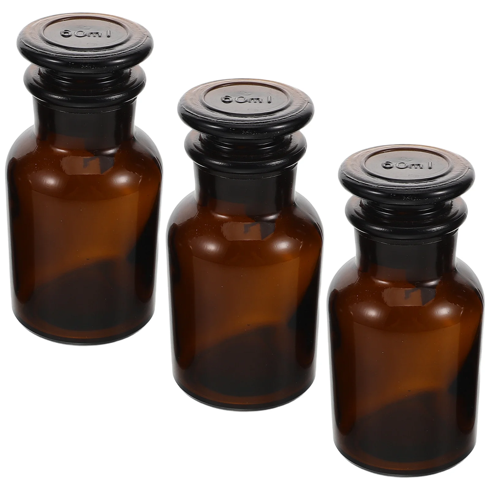 Bouteille de réactif marron à large bouche, compte-gouttes en verre de laboratoire, joint hermétique, stockage de produits chimiques, Protection Uv, petit récipient d'échantillon 3 pièces