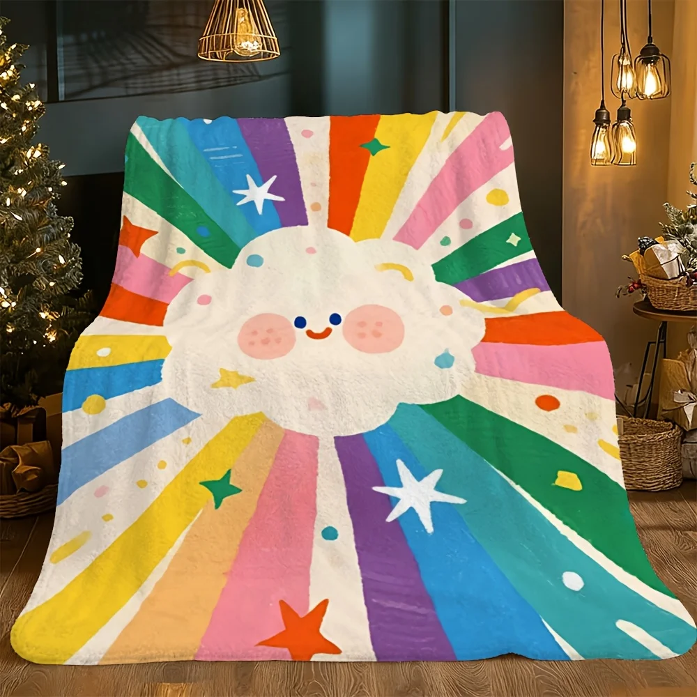 

Super Cute Rainbow Cloud Blanket Throw for Baby Kids Nursery Room Decor Fuzzy Plush Comforter 150x200cm