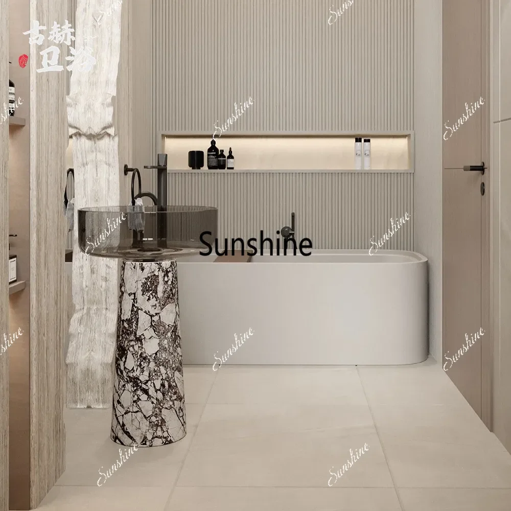 YYBalcony outdoor transparent floor-to-ceiling wash basin column, simple and modern