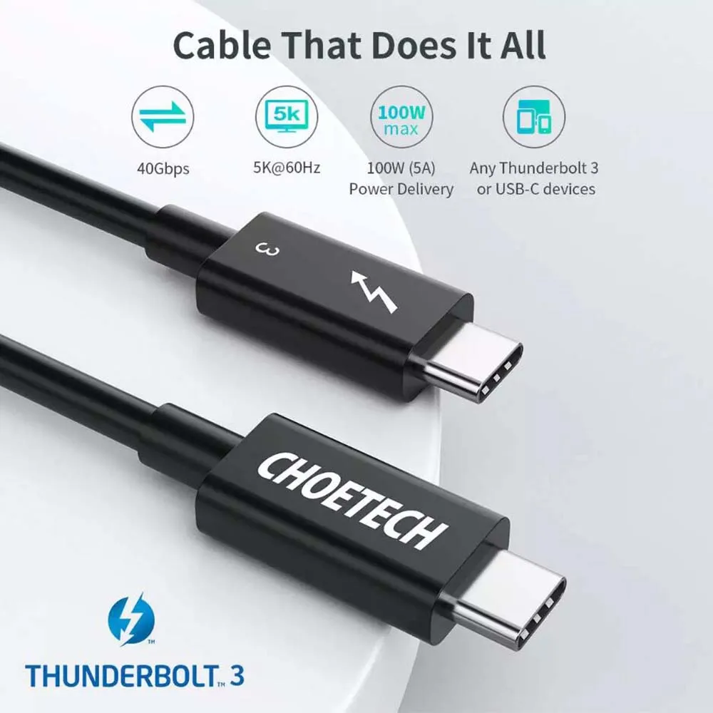 CHOETECH Type-C Load Cable PD 100W 40Gbps 5K UHD Display Video Transmission Cable