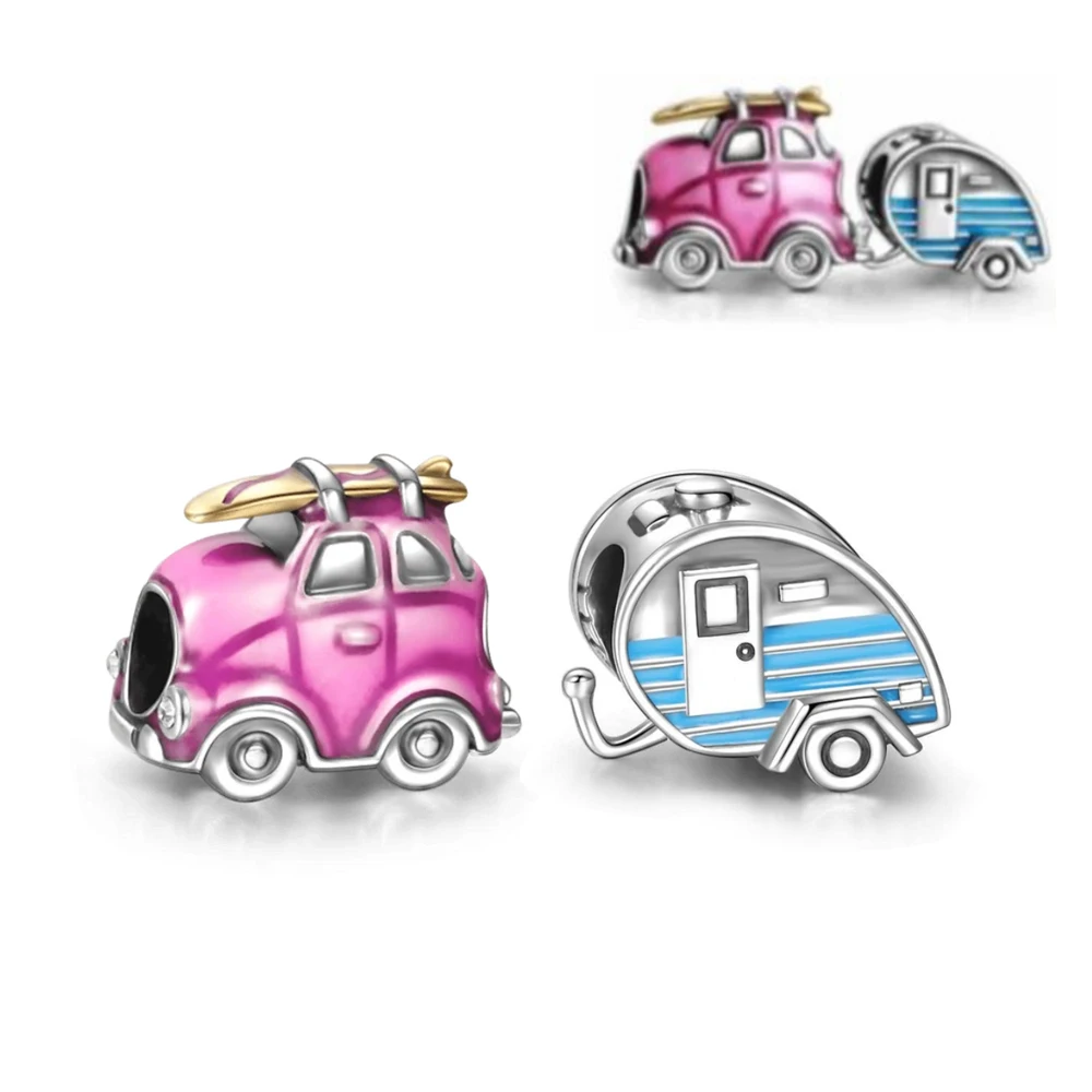 New 925 Sterling Silver Stock Fund Rising RV Trailer Boat Motorcycle Coffee DIY Charm Bead Fit Original Pendant charms Bracelet