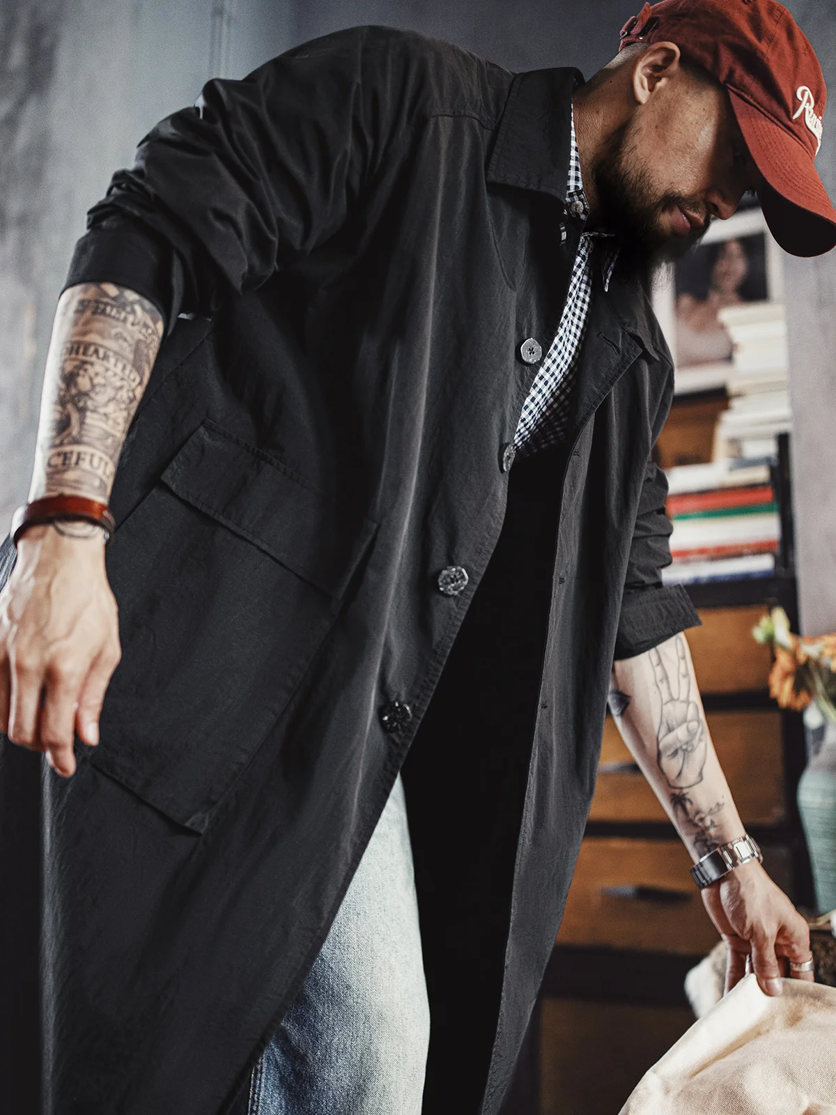 

Мужская ветровка Maden American Sle, удлиненное пальто Barma Ken с откидным воротником, повседневная свободная верхняя одежда для города, весна