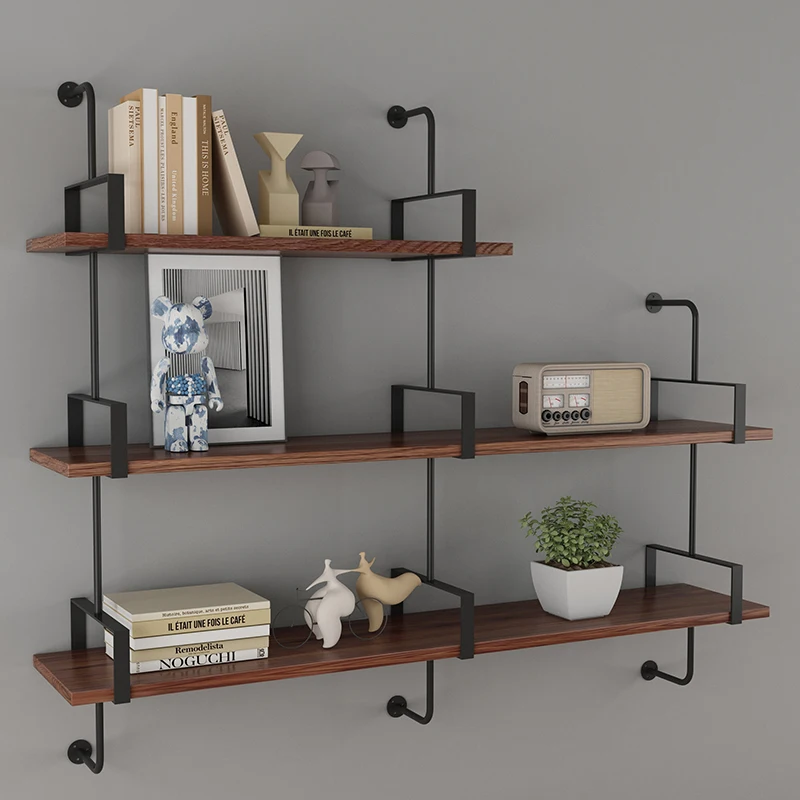 رف عتيق مثبت على الحائط، لوح عائم من الحديد، رف كتب مثبت على الحائط على الطراز الصناعي، رف عرض جداري بسيط #3