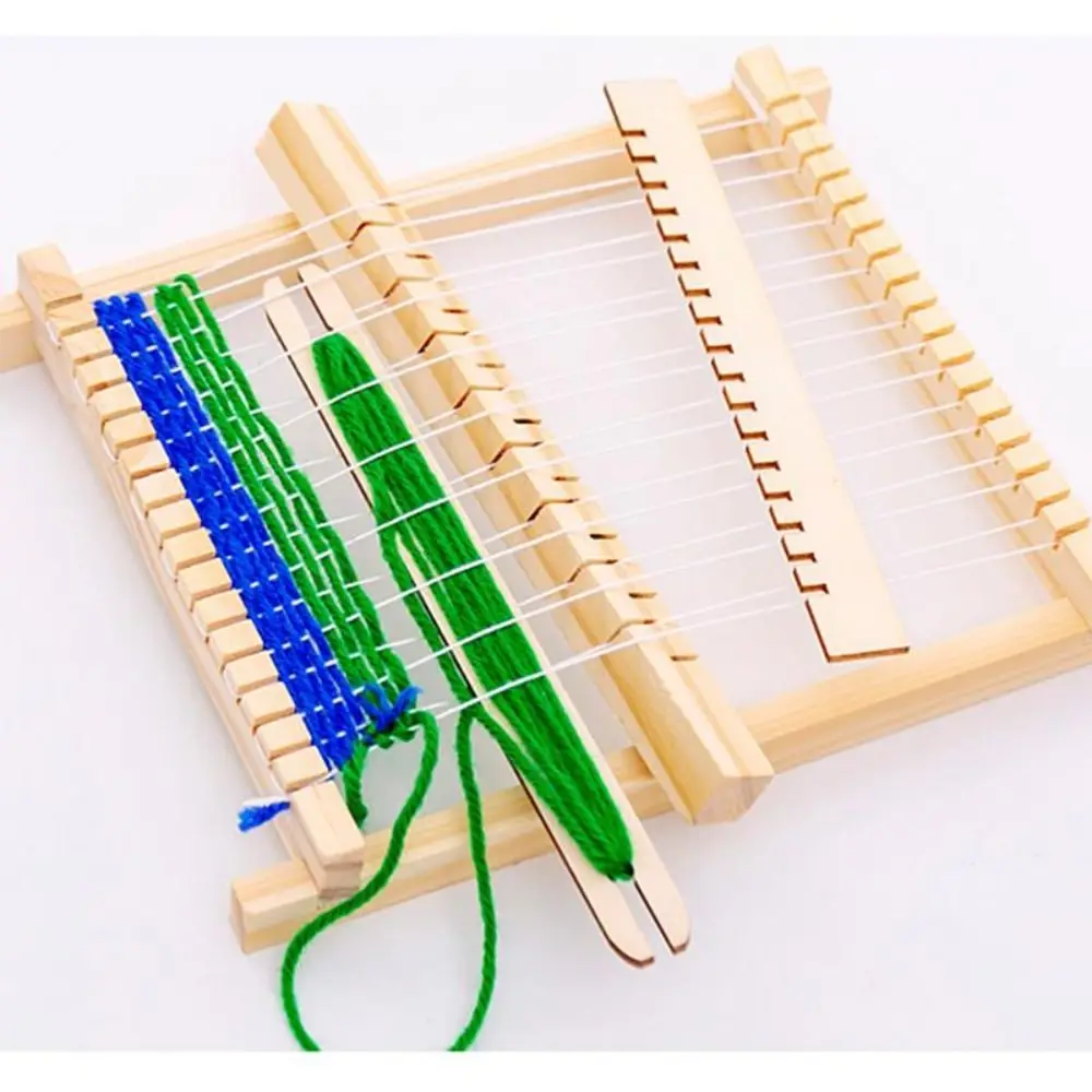 DIY drewniane krosno tkackie zestaw startowy drewniany Mini maszyny dziewiarskie domowej roboty krosna maszyna do szycia dla dzieci prezenty dla dzieci