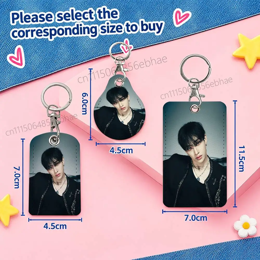 FOR Stray Kids Bang Chan Keychain Card Holder Leather Keeps ID Cash Keys Cards Ready for Work School Travel Daily Errands