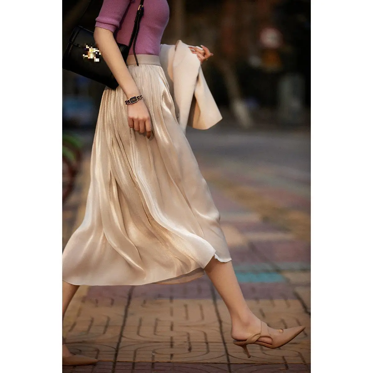 Long Skirts For Women   Silk   Thread   Pearly    Feeling     Pleated    Floating    A Line Skirt    Beautiful    Soft   Clothes