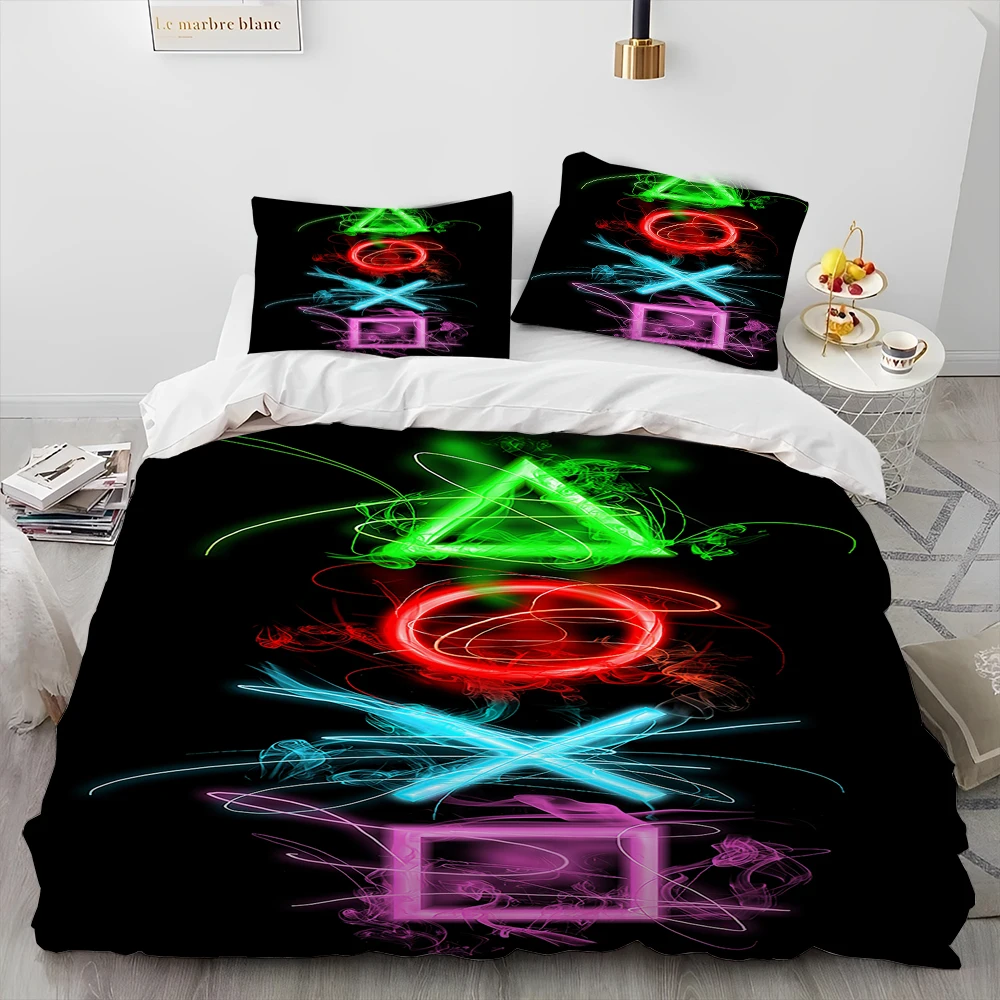 Cartoon Gamer Game Controller Comforter Bedding Set,Duvet Cover Bed Set Quilt Cover Pillowcase,King Queen Size Bedding Set Child