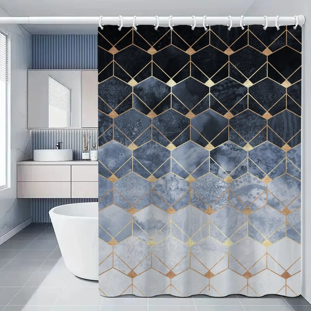 Geometric Prismatic Lattice Cover Curtain Cloth Shower Curtins Curtains for Bathroom Bath Waterproof Fabric Full 200x180 Funny