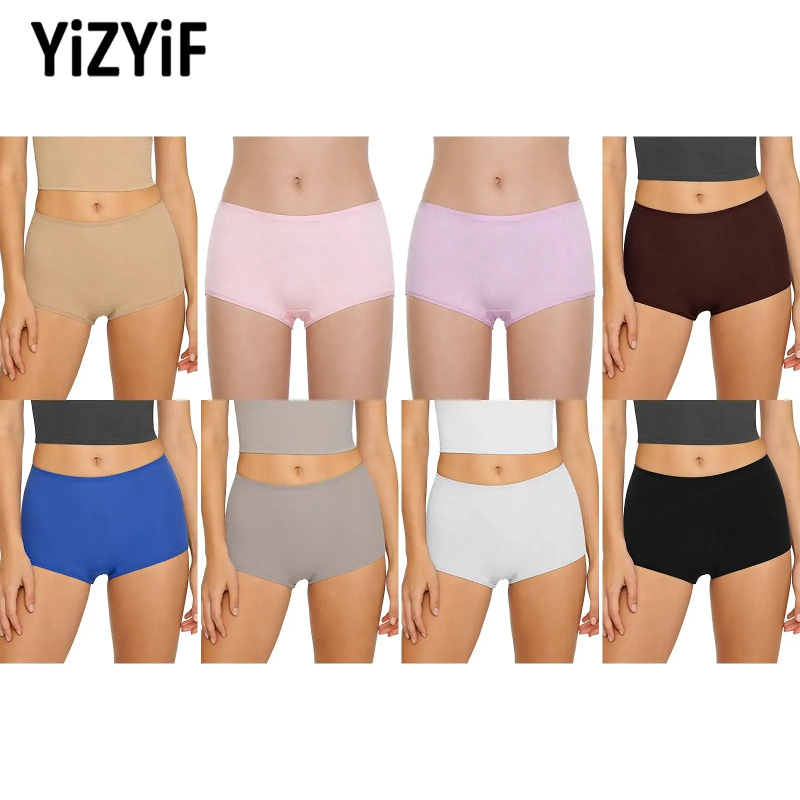 

Womens Stylish Sports Boyshorts Swimwear Gym Yoga Underwear Stretchy Boxer Brief Solid Color Shorts for Panties Workout Running
